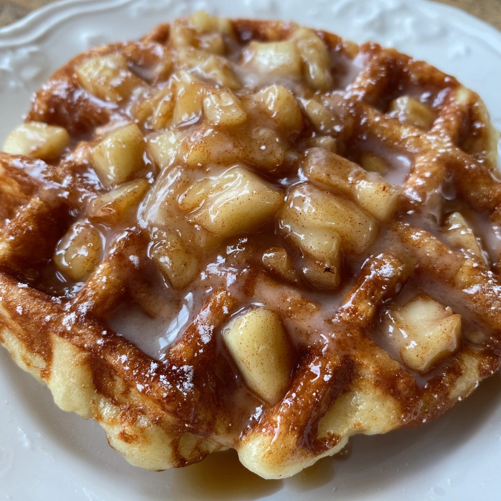 Stack of waffle donuts with glaze dripping down
