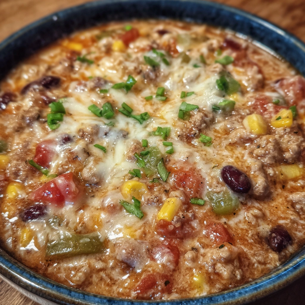 Close-up of High Protein Creamy Taco Soup