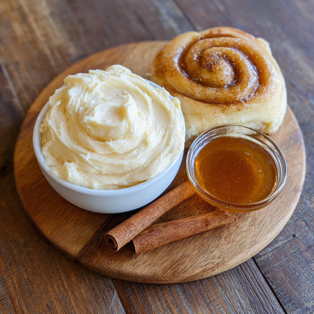 Overhead shot of whipped cinnamon butter in a ramekin.