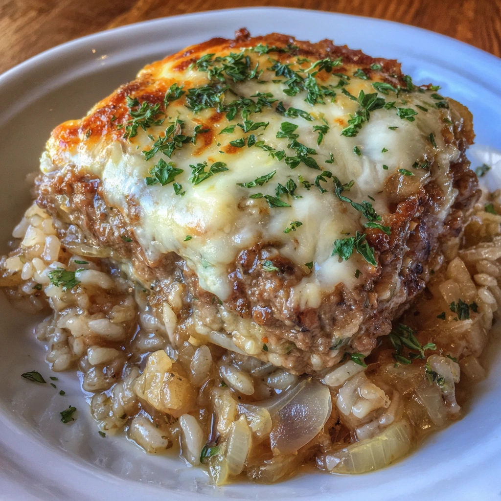 French Onion Ground Beef and Rice Casserole