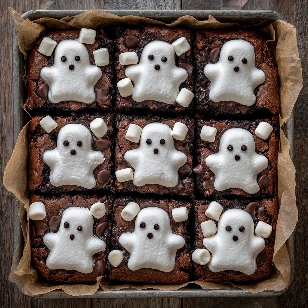 Fudgiest Halloween Ghost Brownies

