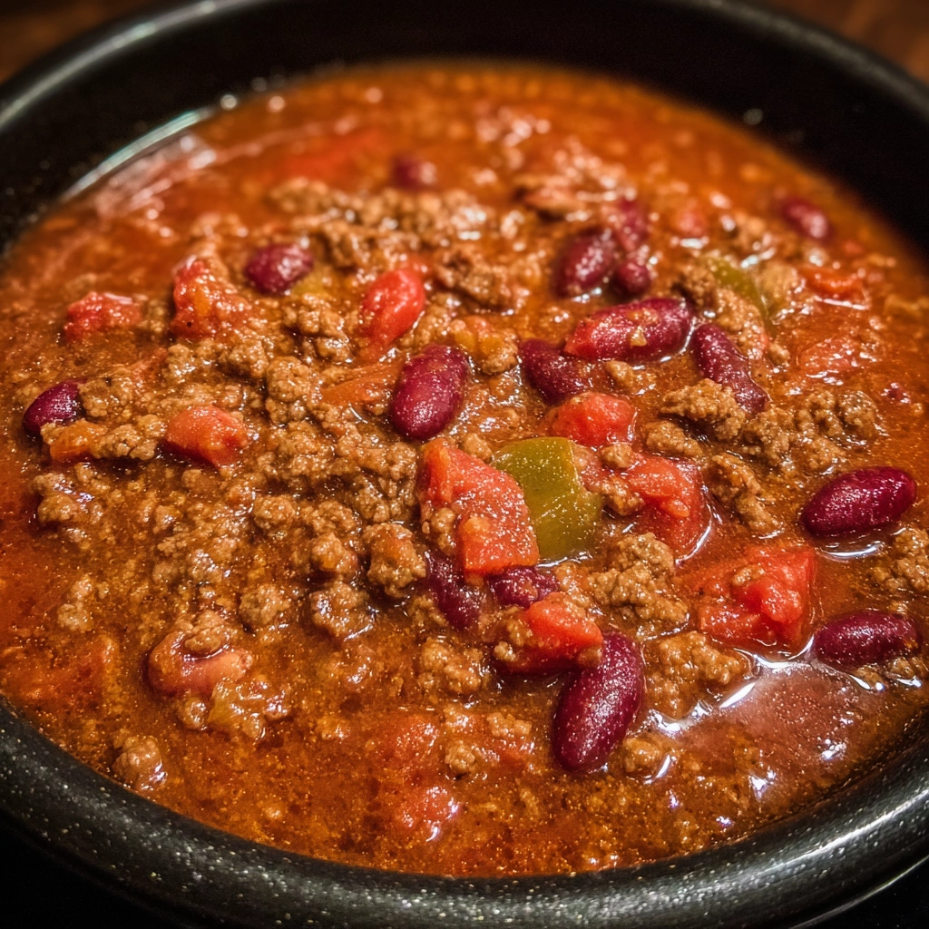 A warm bowl of Texas Roadhouse chili topped with cheese and green onions.